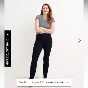 Madewell Roadtripper jeans - black - size 29 (but will fit 8-10) - worn once